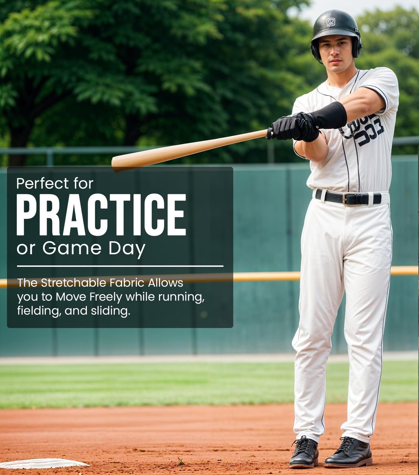 Exxact Sports Home Run Men's Baseball Pants - Full-Length, Semi-Relaxed Fit, Open-Bottom Adult Baseball Pants