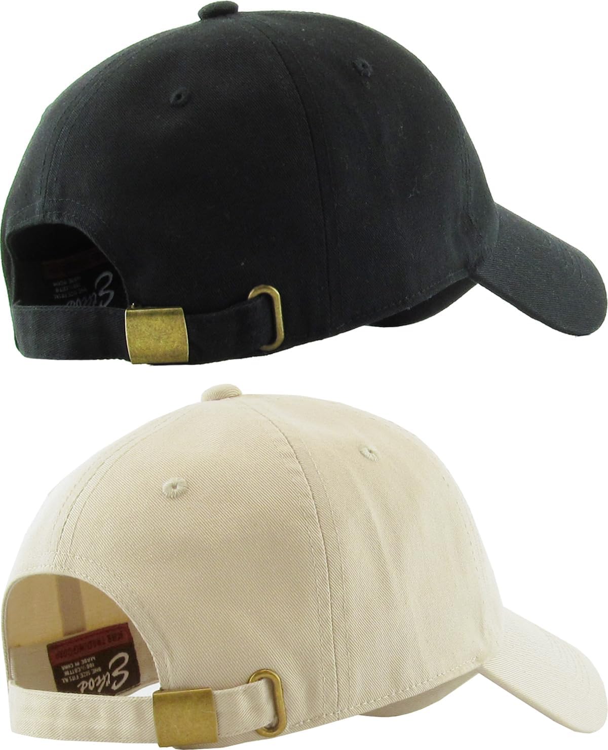 Classic Low Profile Cotton Baseball Cap | Adjustable Dad Hat for Men & Women - Black & Khaki