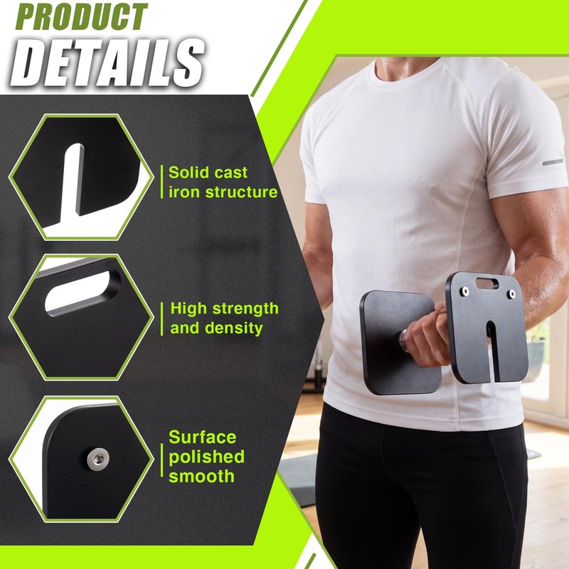 LEIFIDE 6 Pieces 5 lb Adjustable Dumbbell Plates Square 7.2 x 7.2 x 0.4 Inch, Iron Weight Plates Set Lock for Loading, Strength Training and Home Gym