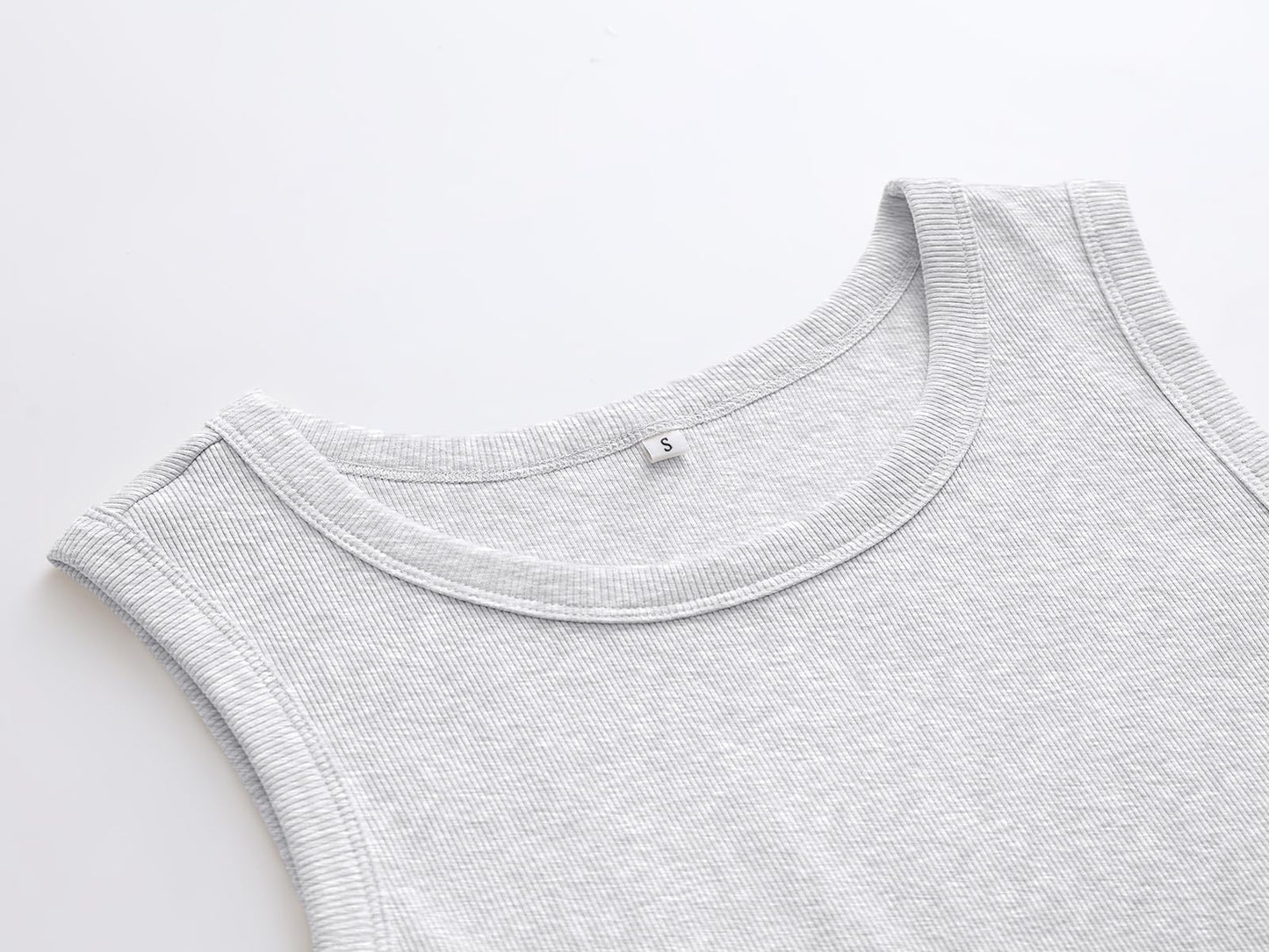 ANRABESS Womens Sleeveless High Neck Tank Tops Fashion Summer Casual Basic Slim Fit Ribbed Racerback Top Shirt Clothes Light Gray Large