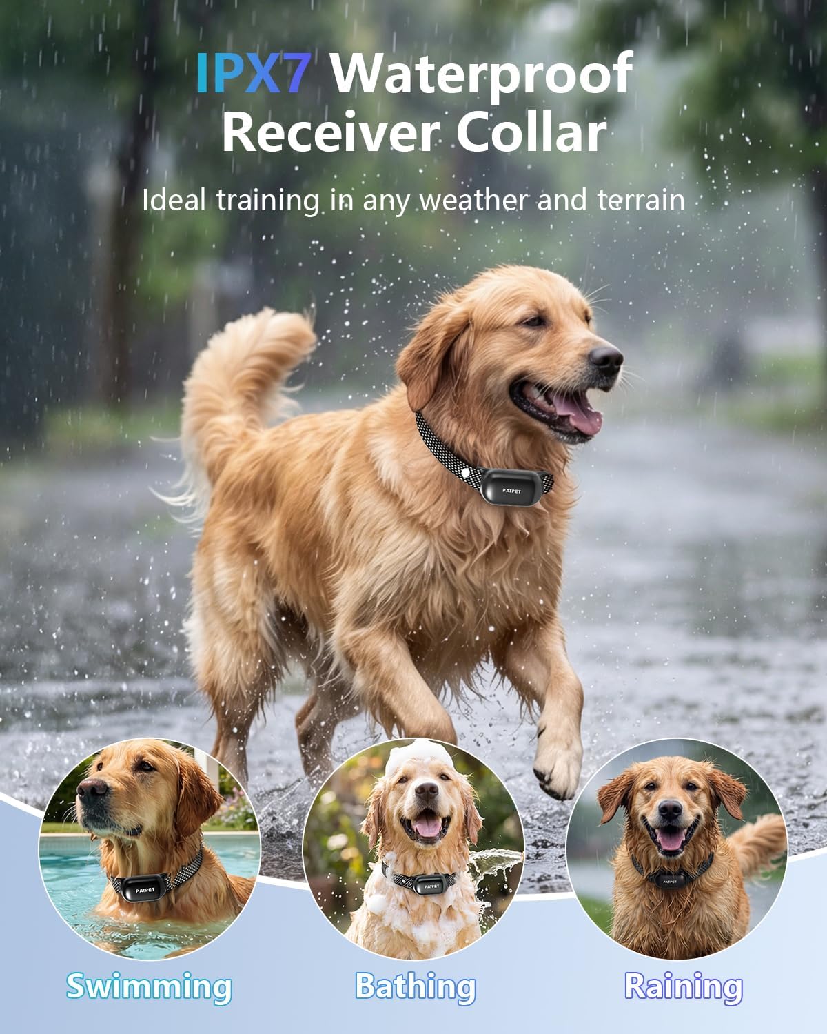 PATPET Dog Training Collar - 4000FT Remote Shock Collar, IPX7 Waterproof | 4 Training Modes for All Dog Sizes (Dark Grey)