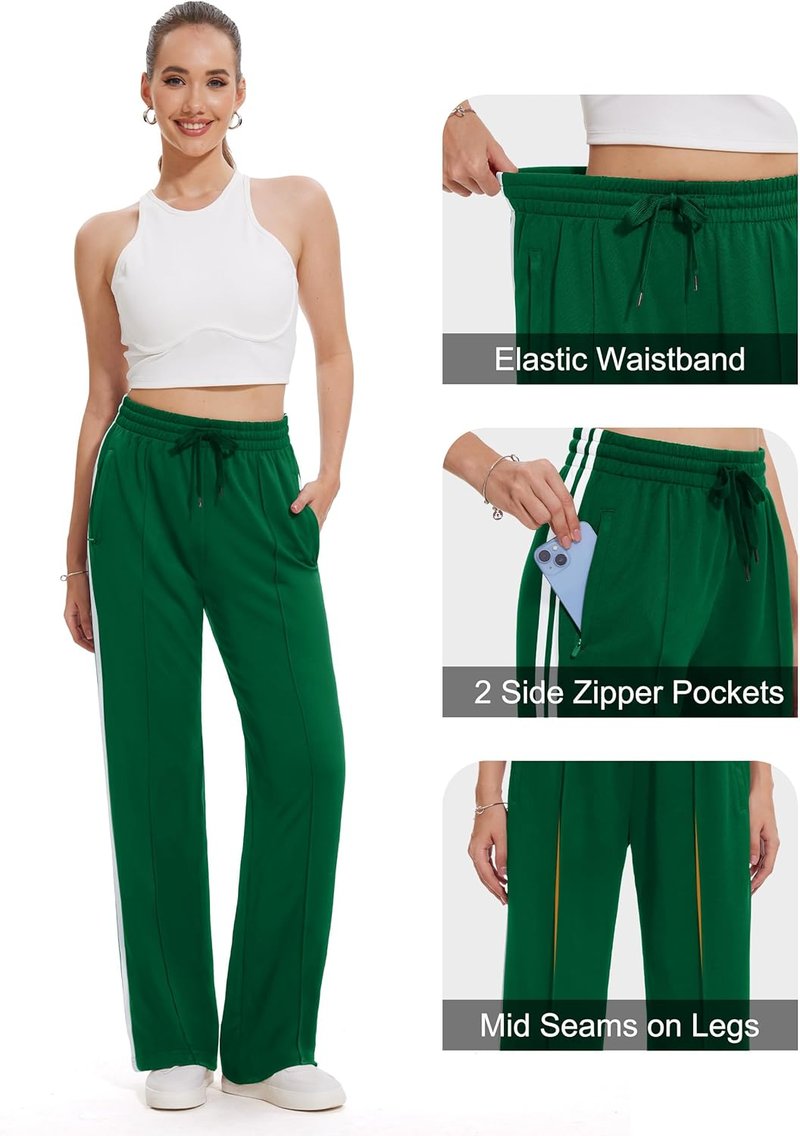 Women's Track Pants - Loose Straight Leg Jogging Sweatpants for Athletic Running | 28-36 Inseam