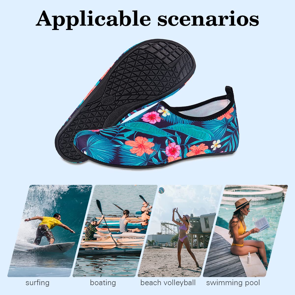 Aqua Socks Beach Water Shoes Barefoot Yoga Socks Quick-Dry Surf Pool Swim Shoes for Women Men(Forest,7.5/8.5 Women,6.5/7.5 Men,38/39 EU)