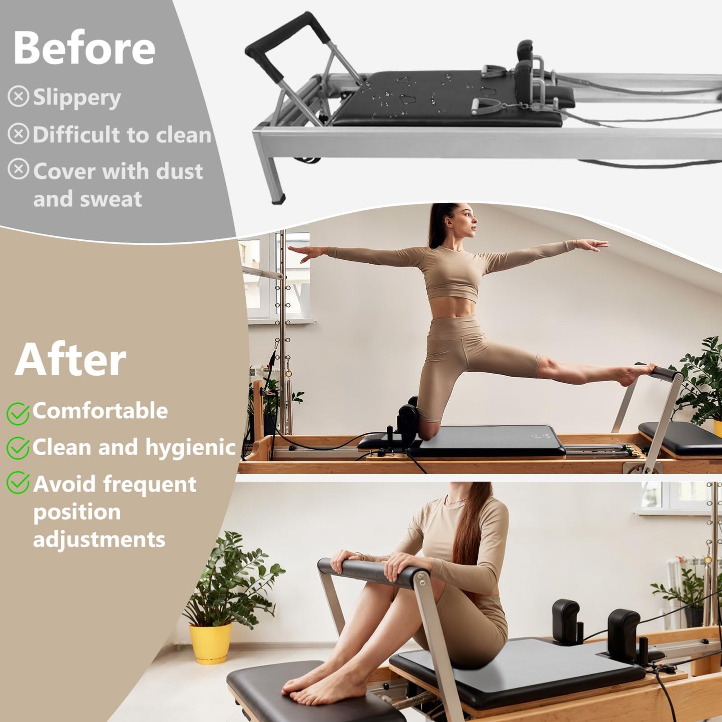 Non-Slip Pilates Reformer Mat, 2mm Thick Pilates Reformer Machine Cover Mat, 39" x 24" Foldable Washable Absorb Sweat Accessory for Home, Studio, Gym Fitness (Gray)