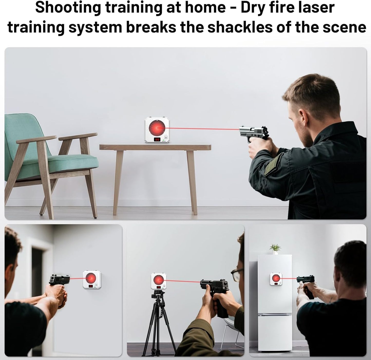 9MM Laser Training Cartridge - Electronic Target System with 5 Difficulty Levels for Effective Dry Fire Practice