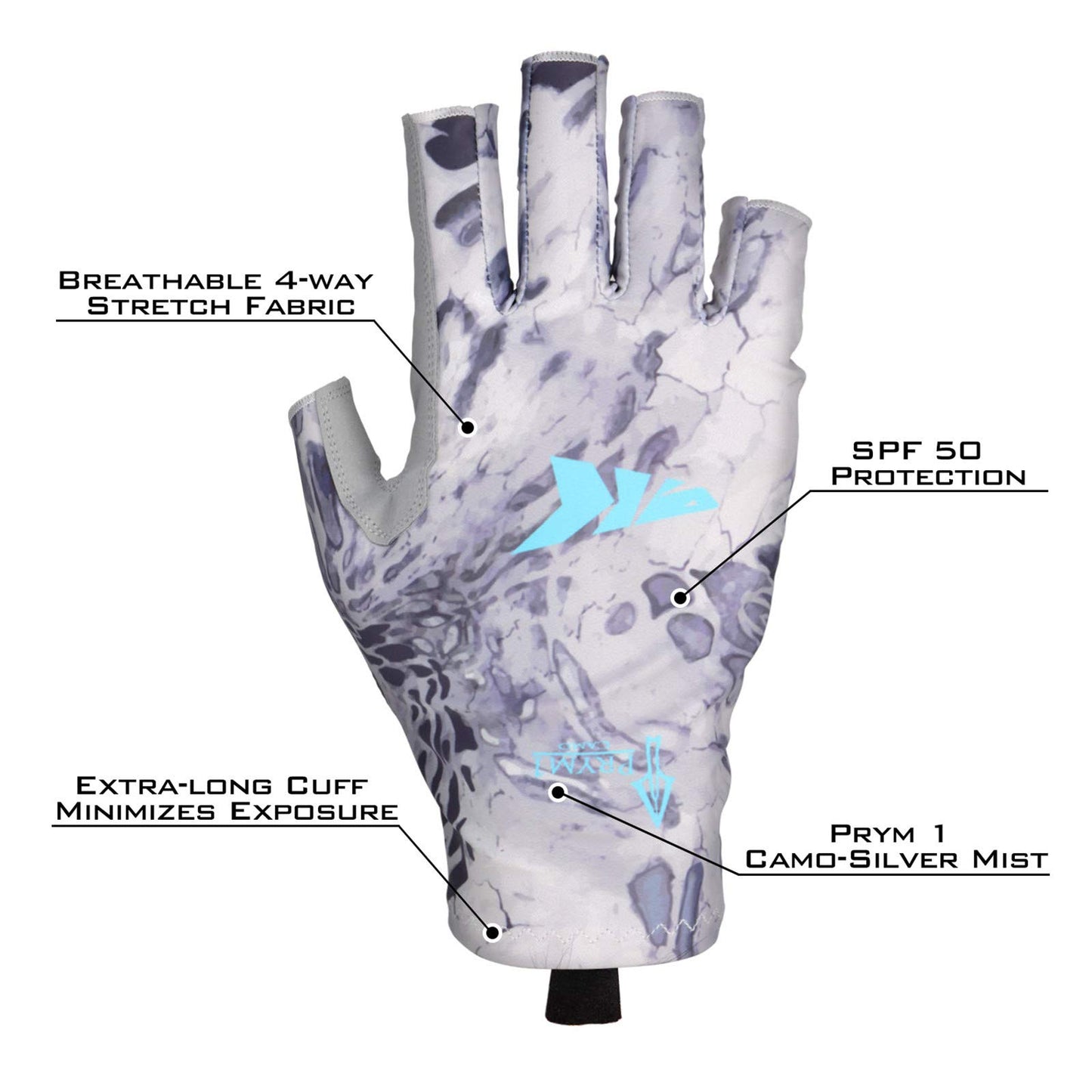 KastKing Sol Armis Sun Gloves UPF50+ Fishing Gloves UV Protection, Sun Protection for Outdoor, Kayaking, Rowing (Blue Tang Prym1, X-Small)