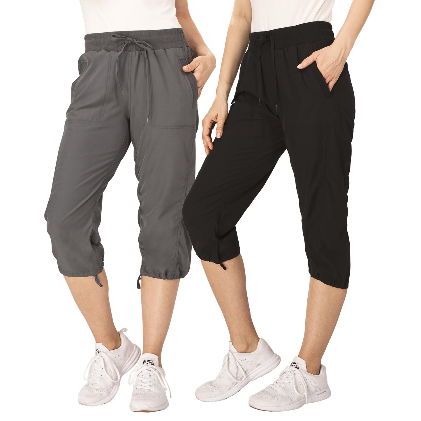 Ultra Performance Capri Pants for Women 2 Pack Womens Capris Hiking Capri Pants Summer Clothes for Women (Avail in Plus Size) Black, Charcoal