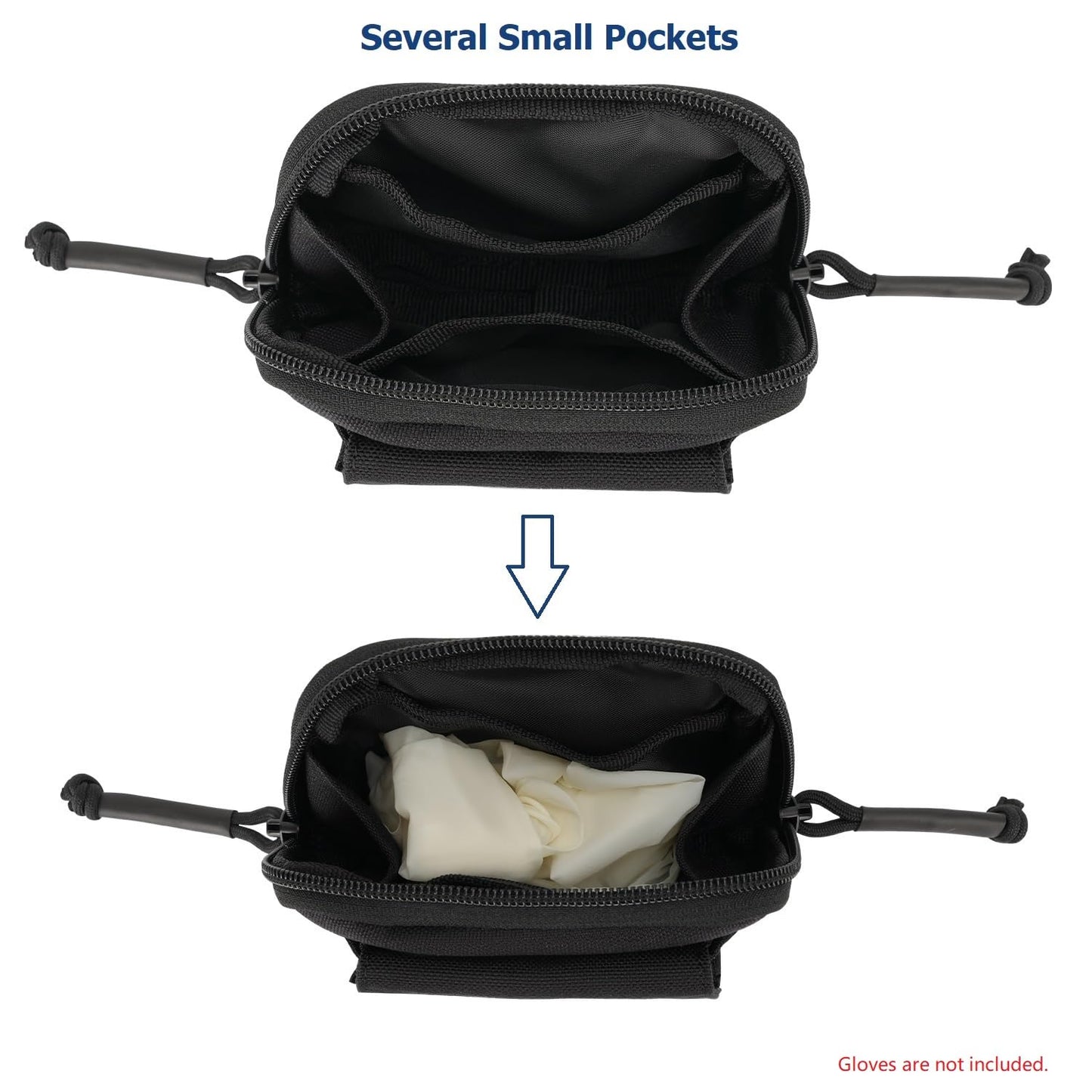 Dotacty Duty Belt Gloves Pouch Latex Disposable Glove Holder Carrier Double Pockets Police Law Enforcement Officer Security Firefighter EMS EMT Paramedic First Responders Nylon Bag Zipper Closure