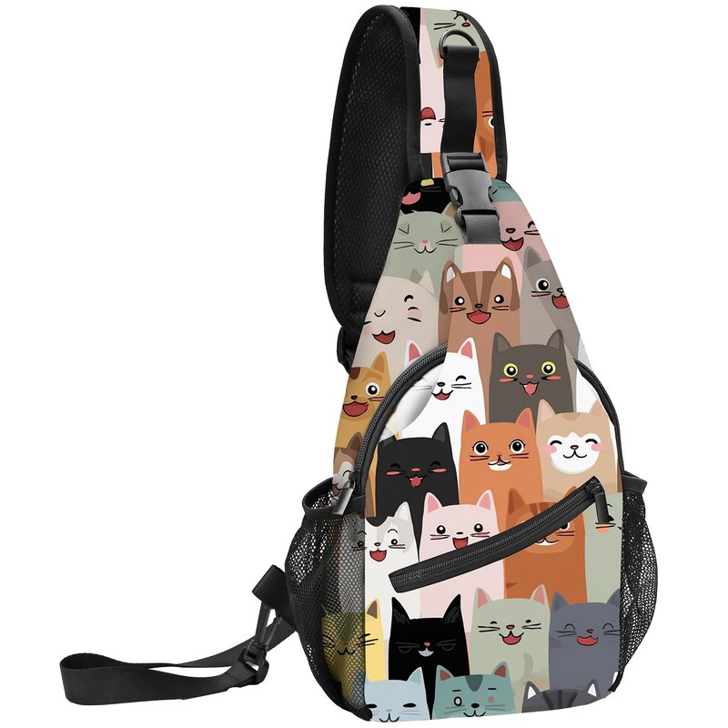 FyLybois Cat Sling Bag for Women Crossbody Backpack Lightweight Chest Daypack Fashion Shoulder Bags for Travel Hiking Biking