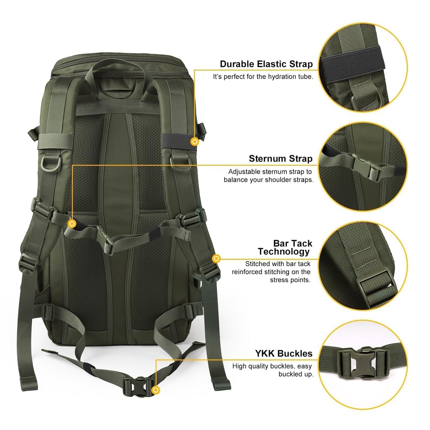 Mardingtop Tactical Backpacks Molle Hiking daypacks for Motorcycle Camping Hiking Military Traveling,25L Backpack