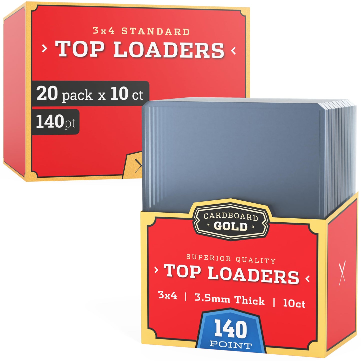Cardboard Gold - 140pt Top Loaders for Cards - 200 Count - Premium 3x4 Inch Trading Card Toploaders - Protect Your Baseball and Sports Cards with These Crystal Clear Hard Plastic Sleeves Protectors