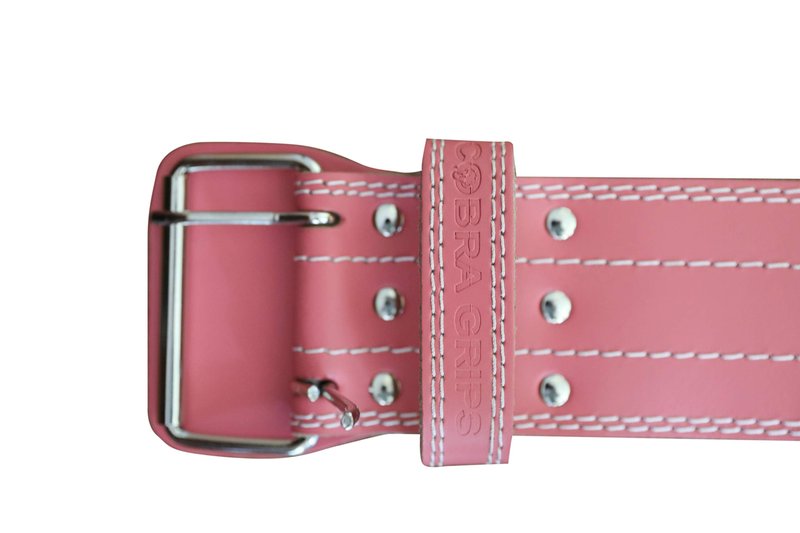 Weight Power Lifting Belt 4” Wide Cobra Grips Best Premium Genuine Leather Belt For Men & Women Adjustable Weightlifting Back Support (Pink, Small 27"-35")