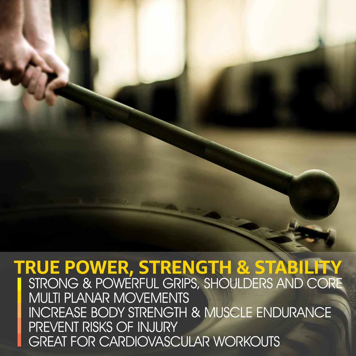 Yes4All Steel Mace Bell for Strength Training, Shoulder, Grips & Forearms Workouts - 20 Pounds