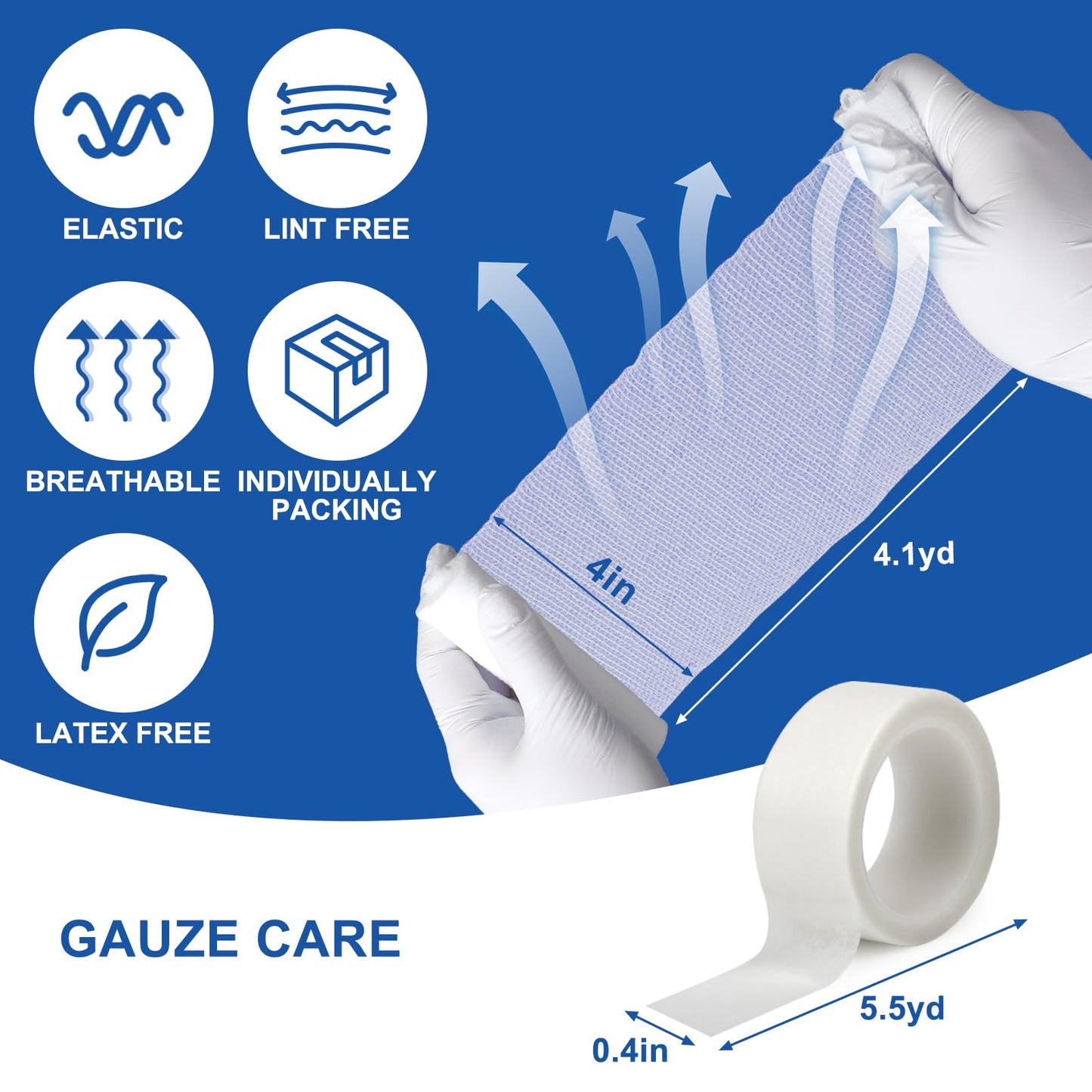 Navona Gauze Rolls 30 Pack, 4 in x 4.1 Yards, Individually Rolled Gauze, Mummy Wrap, Premium Gauzes Wrap Roll for Wounds