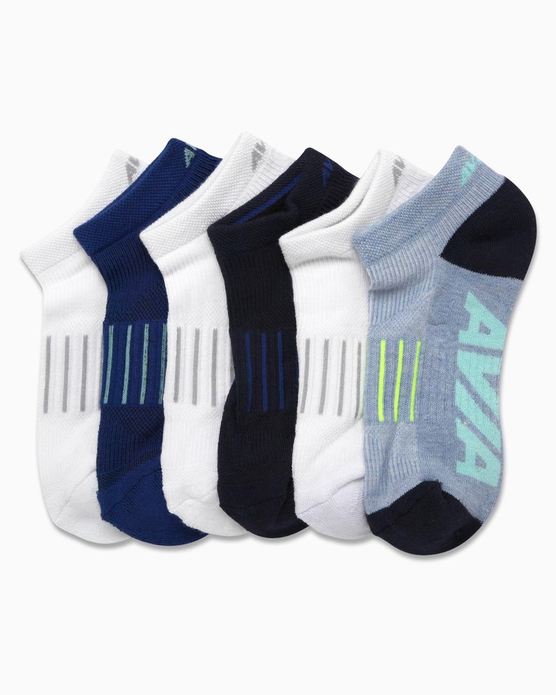 Avia Womens No Show Low Cut Running Socks (6 Pack), Size 4-9, Solid White