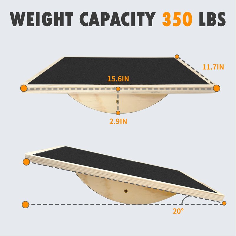 Balance Board Professional Wobble Board for Adults Anti-Slip for Physical Therapy Standing Desk Core Strength Wooden Rocker Board(350LBS) (Balance Board)
