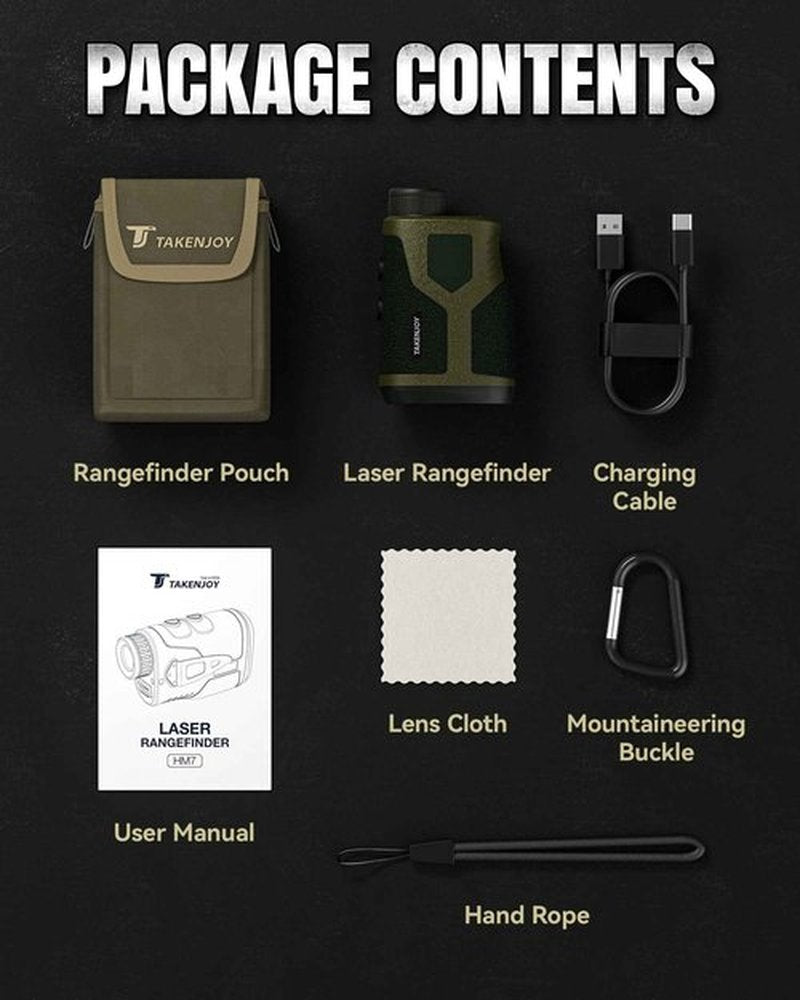 Takenjoy Upgrade Range Finder for Hunter, 1200Y Laser Range Finder, High Transmittance HD LCD Display with 7X Magnification, Waterproof, Speed Mode, Rechargeable, Lightweight for Archery