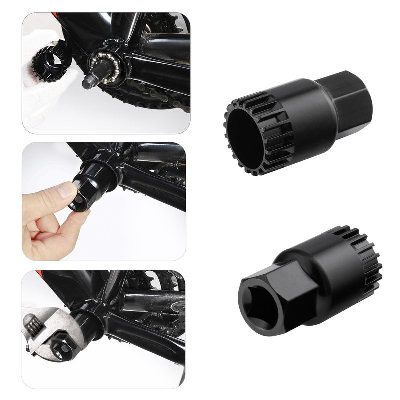 KREMORV Bicycle Crank Extractor Bike Bottom Bracket Removal Tool with 16mm Spanner Repair Tools Kit Compatible with Shimano Octalink ISIS BSA SRAM