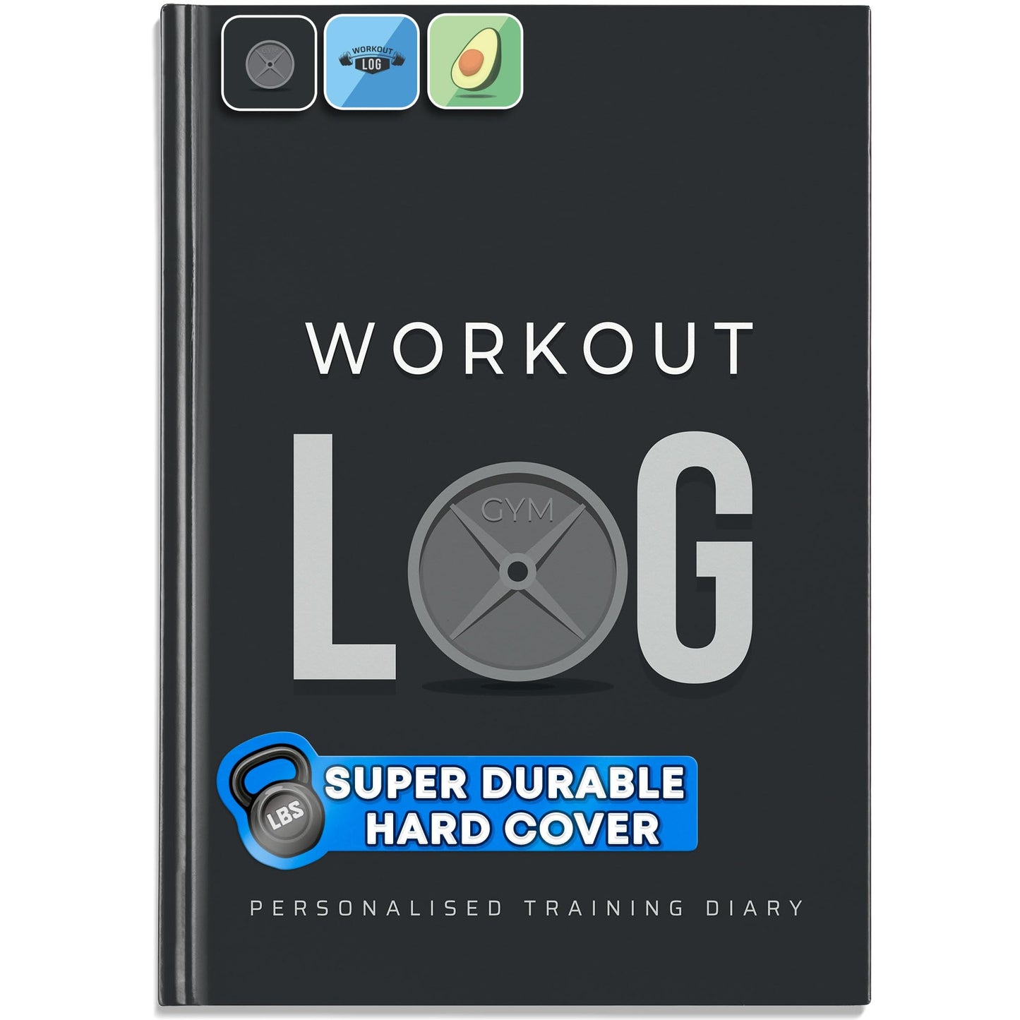 Workout Log Gym - 6 x 8 Inches - Hardback Gym and Fitness Diary with Heavy-Duty Covers - Set Goals, Track 100 Workouts and Record Progress - Charcoal Gray