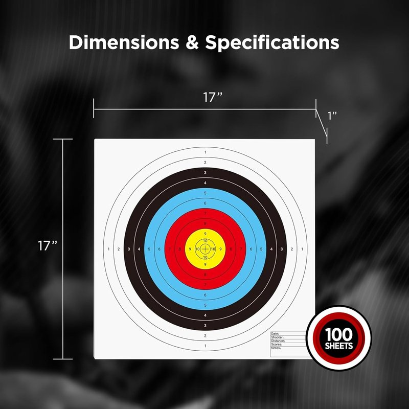 Morrell ASA Round Paper Shooting Targets - 17x17 Inch, Wood-Free Paper, 100 Count for Indoor Archery