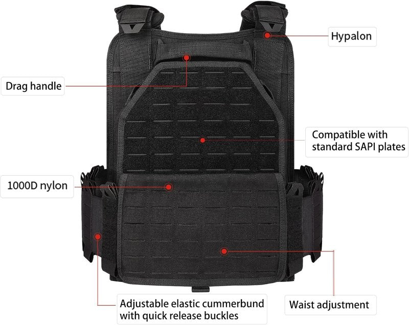 Tactical Outdoor Vest for Men - Quick Release Adjustable Airsoft Gear | Modular Laser-Cutting Design
