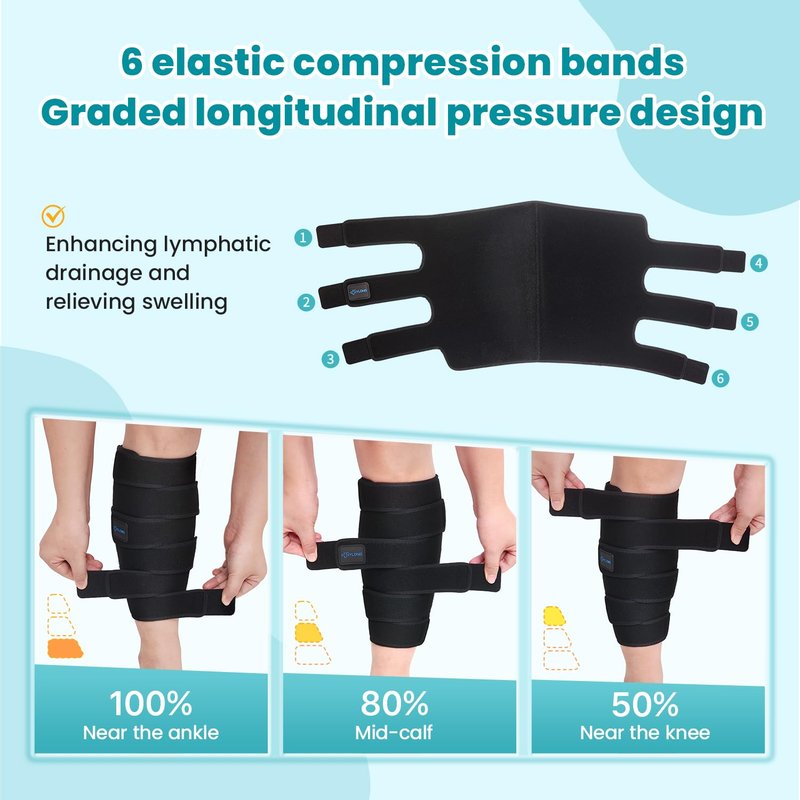 Sylong® Swelling Edema Calf Compression Wrap Adjustable Sleeve For Lower Leg Lymphedema Circulation (XL)
