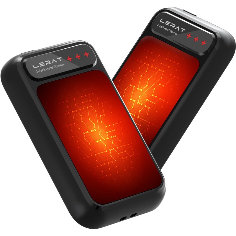 Lerat Hand Warmers Rechargeable 2 Pack, Electric Hand Warmer, Fast Heating Portable Pocket Heaters, 2 in 1 Quick Charge Hand Warmer for Outdoor Indoor, Warmer Gifts for Women, Men, Camping-Light Black