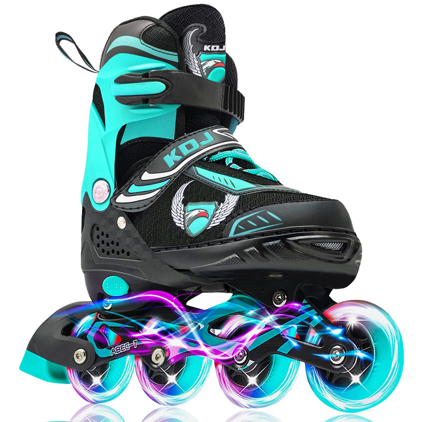 KDJ Inline Skates for Kids,Adjustable Roller Skates with 4 Illuminating Pu Wheels,Outdoors Indoors Roller Skates for Boys Girls Beginners