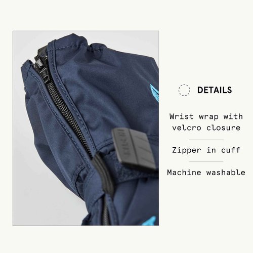 Hestra Baby Zip Long Mitt (Child 1-9yrs) | Waterproof, Insulated Mittens for Toddlers & Kids for Winter & Playing in The Snow - Dark Navy - 3