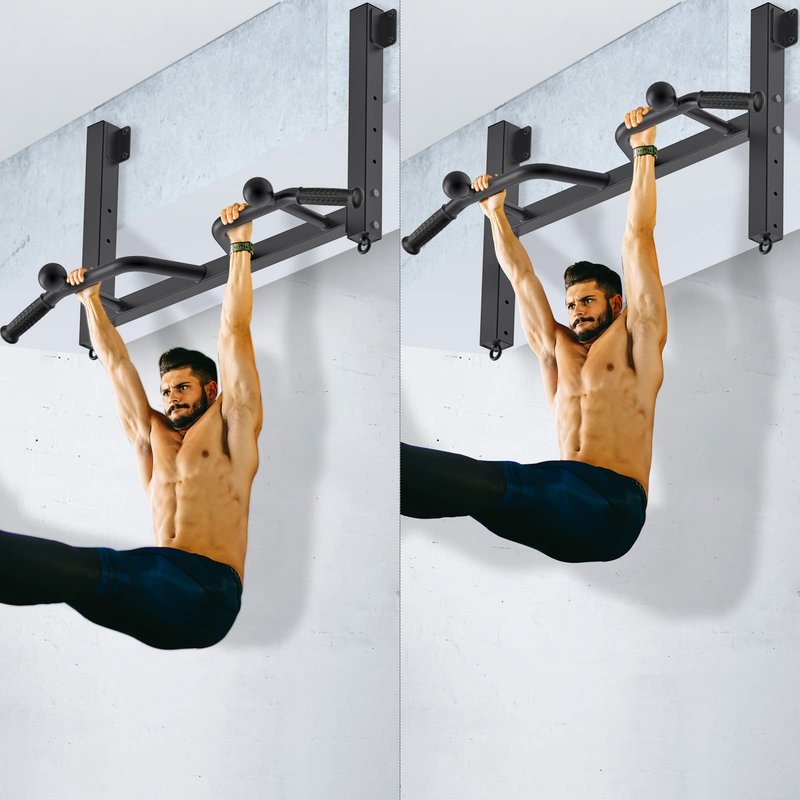Kipika 32" Ceiling Mounted Pull Up Bar - Heavy Duty, Highly Adjustable, Multifunctional Chin Up Bar - Home Gym System with Punching Bag Hanger and Resistance Bands Training (Joist Pull Up Bar with Ball)