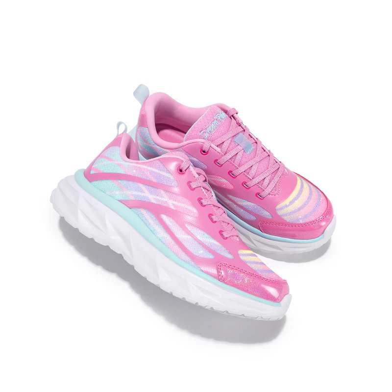 DREAM PAIRS Girls Shoes Sneakers Kids Tennis Shoes Lightweight Lace Up Running Casual Walking Shoes,Size 12 Little Kid,Hot Pink/Rainbow,KKUMRS2507