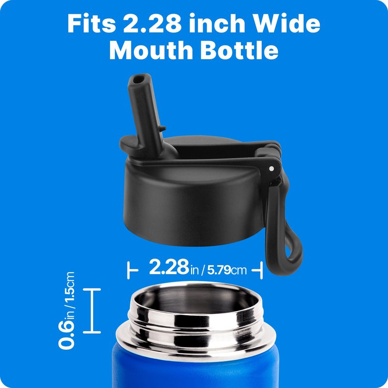 Bluwing 2 Pack Straw Lid for Hydro Flask Wide Mouth 12-64oz, Replacement Lid With Straw for Hydroflask, Iron Flask, Thermoflask, koodee Wide Mouth Bottles