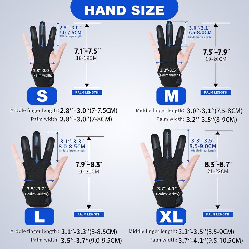 Archery Gloves - 2-Pack Three Finger Leather Shooting Gloves for Adults & Kids | Protective Gear