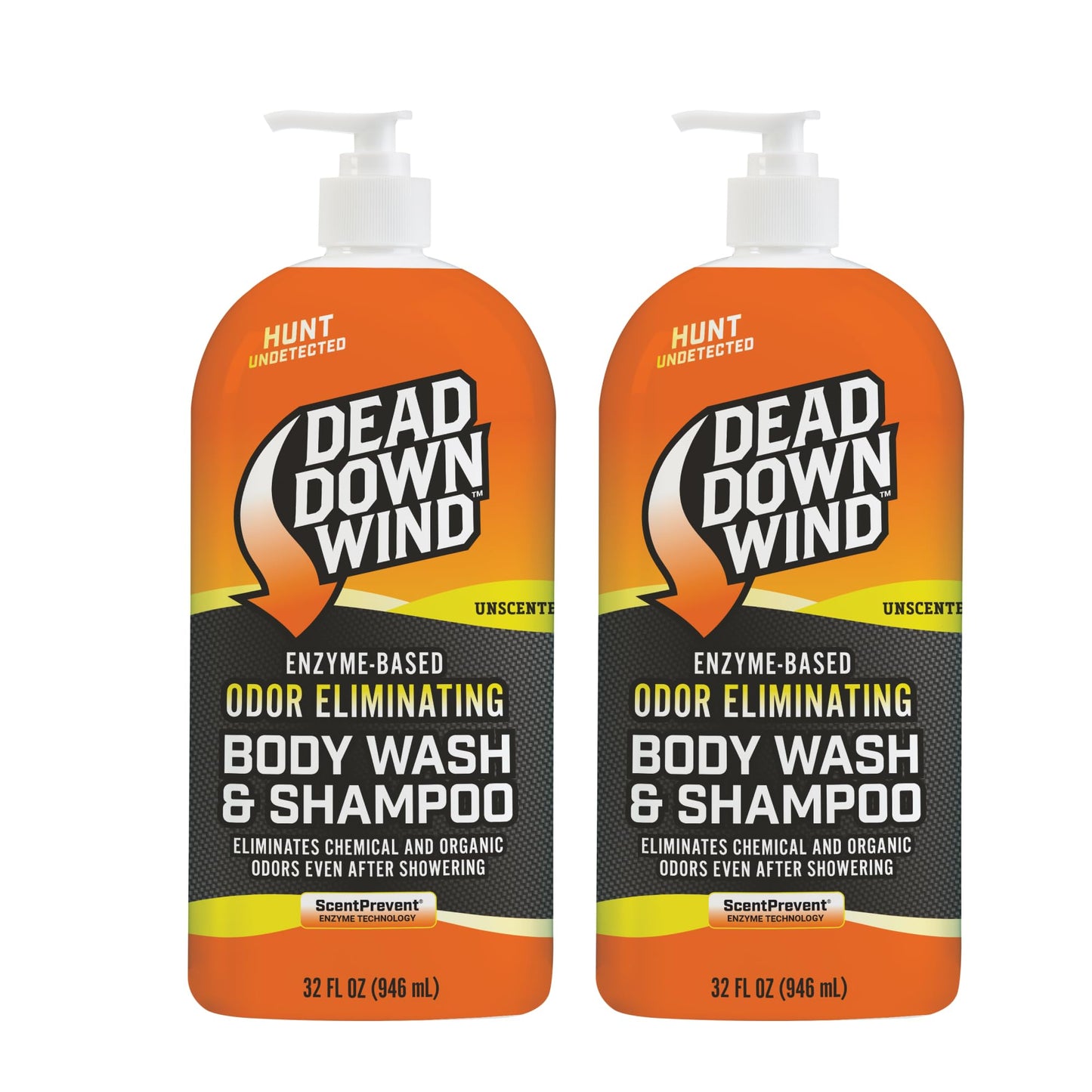 DEAD DOWN WIND Body & Hair Soap Pump Top | 32 oz Bottle | 2 Pack (64 oz.) | Unscented | Sensitive Skin Body Wash & Body Soap, Hunting Accessories