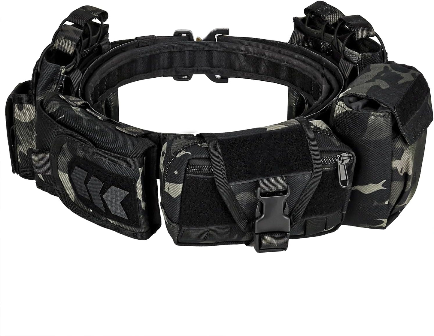 Tactical Battle Belts for Men - Heavy Duty Quick Release Airsoft Belt with 7 Pouches | Adjustable Size