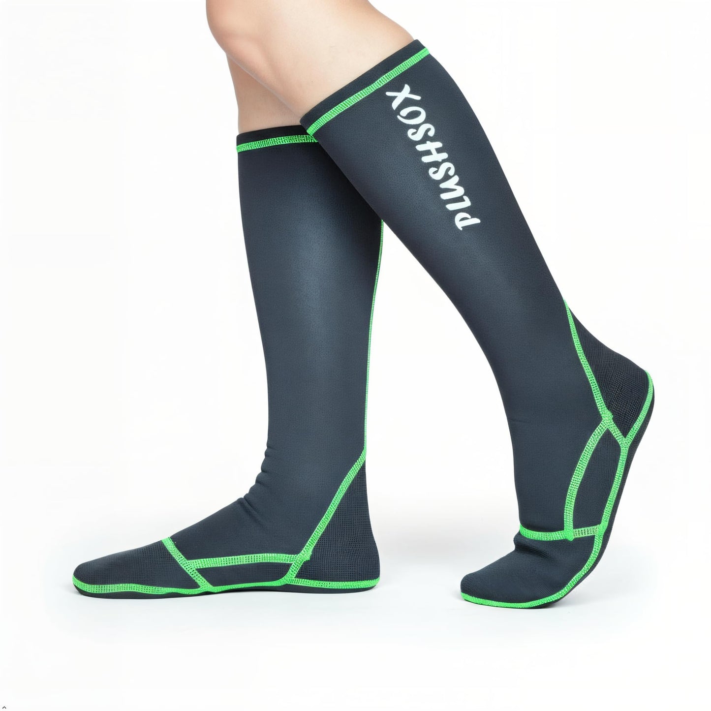 PLUSHSOX Premium long Neoprene Wet Wading socks, no Bunching at Ankle, Wader Sock for Men Women Surfing Diving Fly Fishing Swimming Hiking Hunting Skiing Cold Weather, Gift Socks (Small, black)