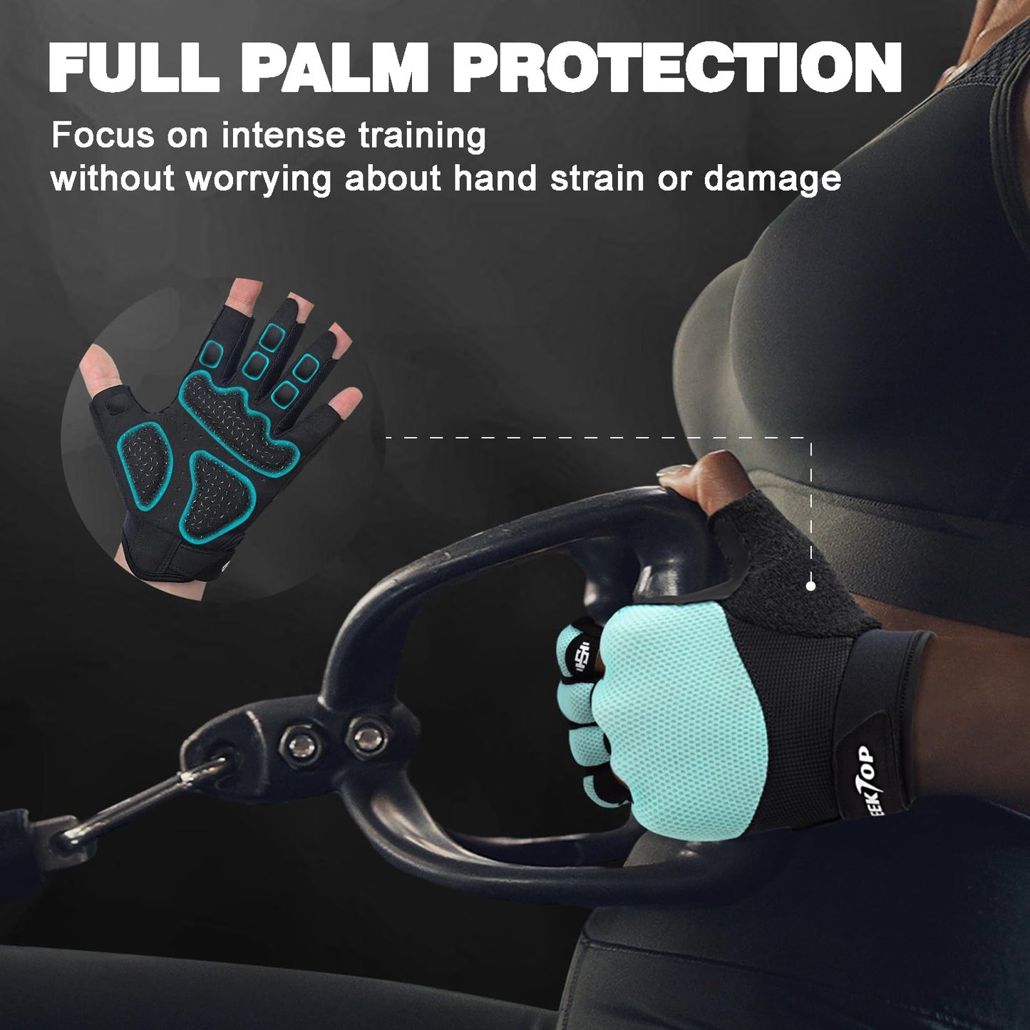 Seektop Breathable Workout Gloves Women & Men: Thick Padded Gym Gloves