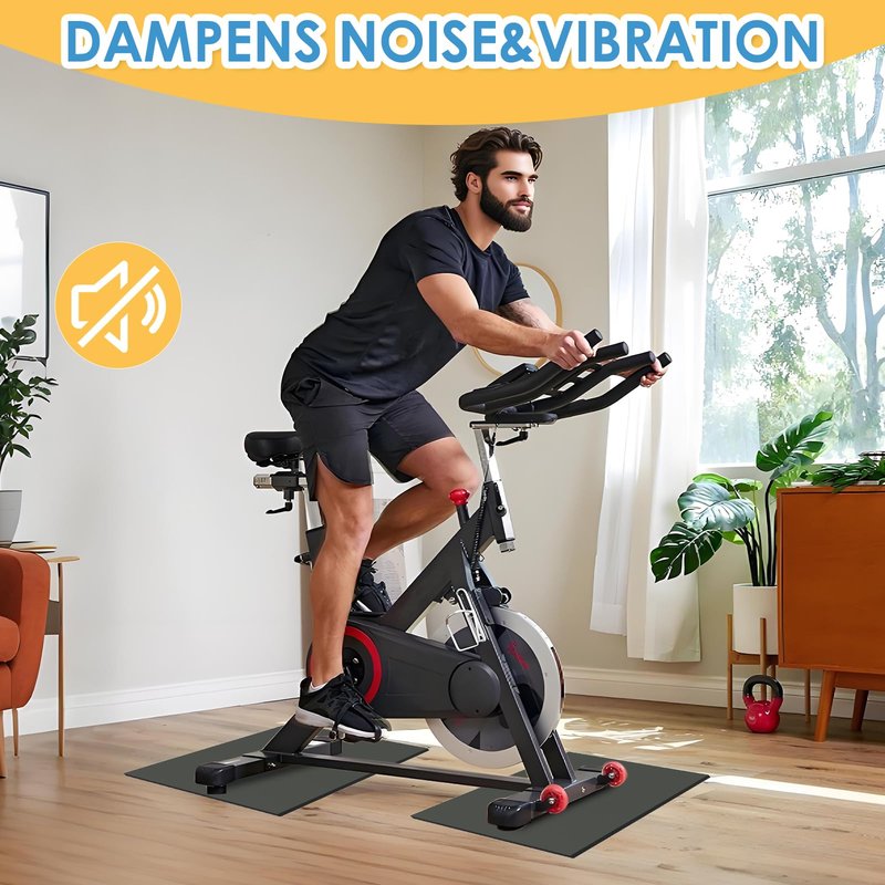 Wiojtry 2PCS Exercise Bike Mat, Non-Slip Exercise Bike Mat for Floor for Rowing Machine and Stationary Spin Bike