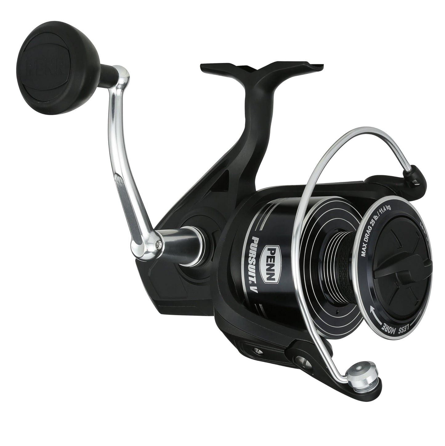 Penn Pursuit V Spinning Fishing Reel, Size 5000, Corrosion-Resistant Graphite Body, Lightweight Aluminum Superline Spool, HT-100 Drag System