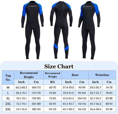 Men's Full Body Snorkeling Wetsuit Breathable Nylon UPF 50+ Rash Guard One Piece Swimsuit Long Sleeve Dive Skin Quick Dry Diving Surfing Suit Sporty Water Suit for Adult