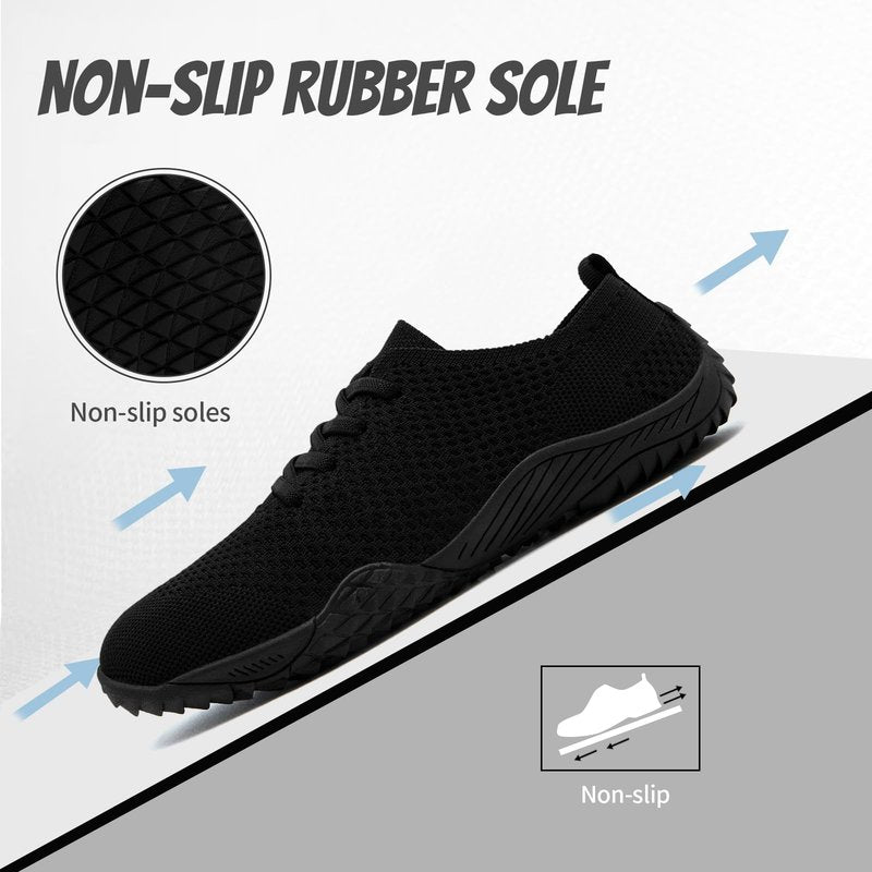 WCIDFY Barefoot Shoes Women Zero Drop Gym Walking Shoes Non Slip Minimalist Tennis Lightweight Breathable Yoga Sneakers Black 8