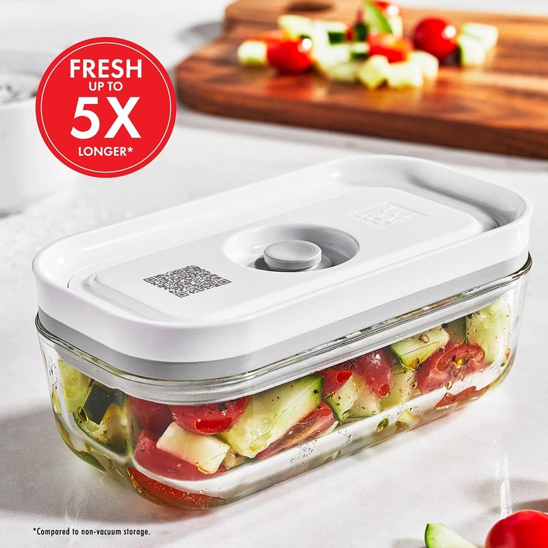 ZWILLING Fresh & Save Glass Vacuum Sealer Containers - 2-Piece Small Set with Airtight Lids