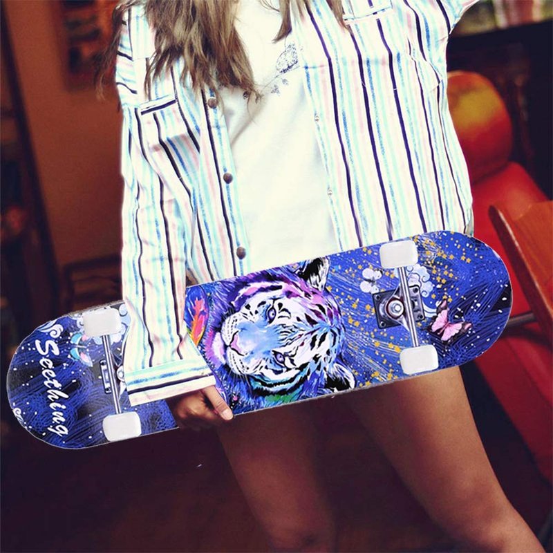 CLYCTIP Complete Skateboards- Standard for Beginners Kids Boys Girls Teenager- 31''x 8''Canadian Maple Cruiser Pro Skate Board