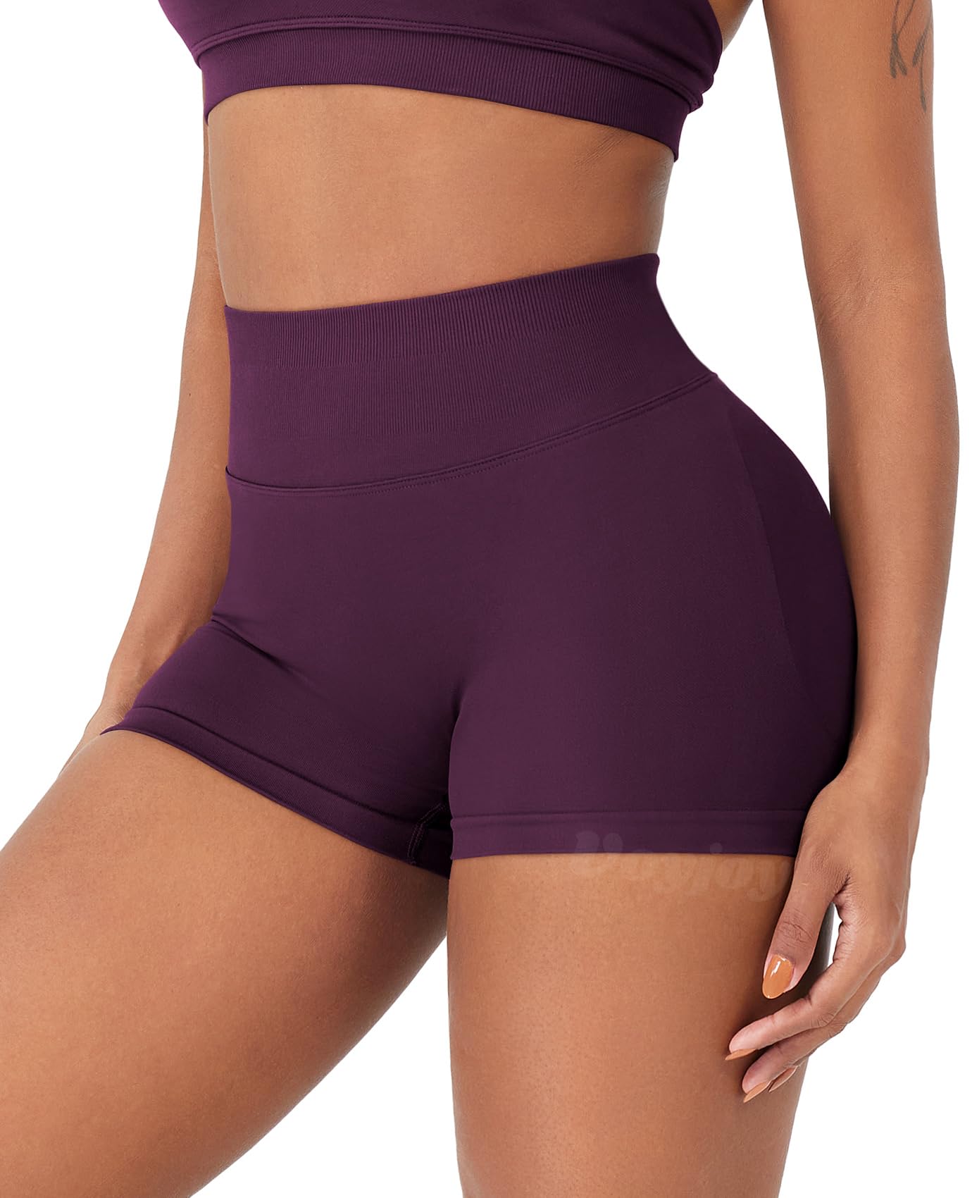 VOYJOY Women Workout Impact Shorts 2.5"/ 3.6"/ 4.5"/ 6" Scrunch Butt Lifting Gym Seamless Booty Biker Shorts Black Cherry