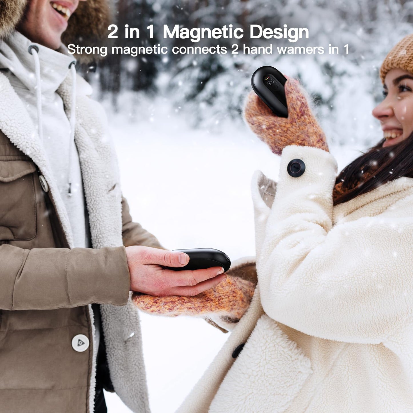 coldSky Hand Warmers Rechargeable 2 Pack, Magnetic Electric Hand Warmer with Digital Display, Reusable Handwarmers Heat Up to 140℉, Portable Pocket Heater Warm Gift for Outdoors, Camping, Hunting