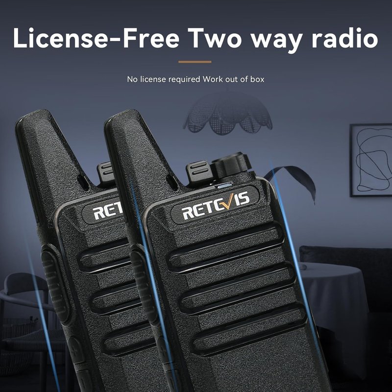 Retevis RT22 Walkie Talkies - Long Range Rechargeable Two-Way Radio for Business | Handsfree VOX, Black, 10 Pcs