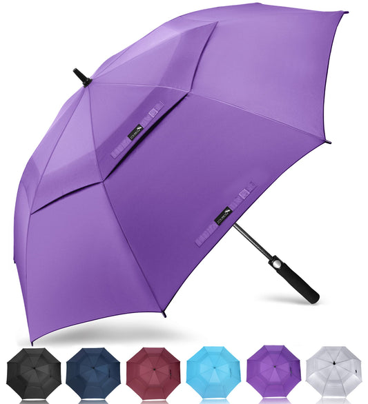 ZOMAKE Large Golf Umbrella 62 Inch - Double Canopy Vented Golf Umbrellas for Rain Windproof Automatic Open Golf Push Cart Umbrella Oversize Stick Umbrellas for Men Women(Purple)