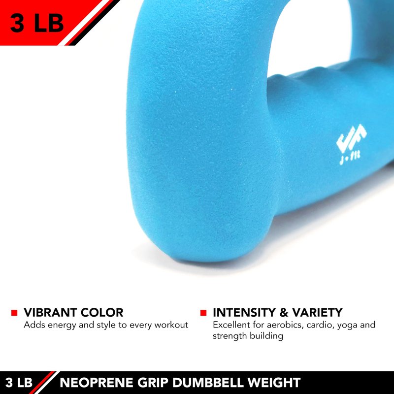 JFIT Neoprene D-Grip Dumbbell Weight, 3LB, 3 Pound