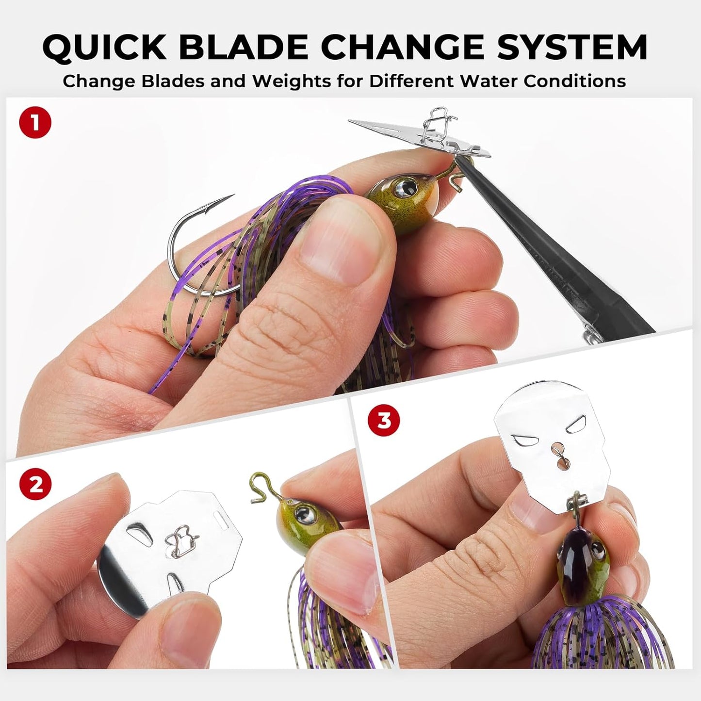 MadBite Bladed Jig Fishing Lures - Irresistible Vibrating Action, Multi-Color Kits | 3/8 oz & 1/2 oz Sizes with Storage Box