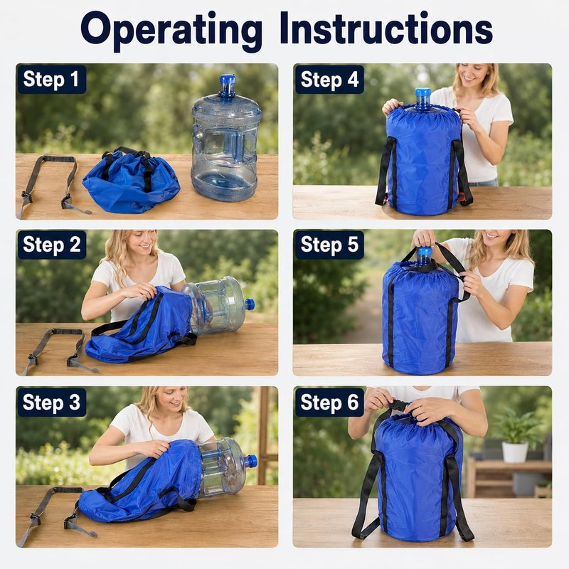 Storbuffs 5 Gallon Water Bottle Glass Corboy Carrier Bag with Handle,1 Shoudle Straps,Jug Carrier Easy Carrying,Single Handheld or 1 shoulder,Dual-Person Lift,Dust Cover Fits Standard 5 Gal Jugs,Blue